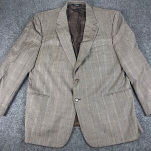 Jos. A. Bank Blazer 48RG Brown Plaid Signature Collection 100%‎ Wool Flaw Men's